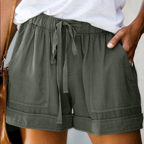 Infinity Raine Pants - HERE TO RELAX DRAWSTRING SHORTS-GREEN